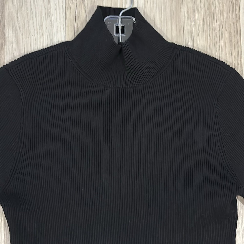 DKNY Black Knit Mock Neck Button Detail Long Sleeve Sweater Dress Size M - Picture 9 of 11